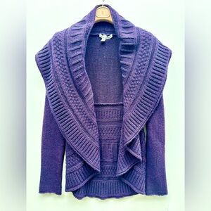 Autumn Cashmere Circular Knit Open Front Cardigan, Shawl Collar, Cable Knit, M